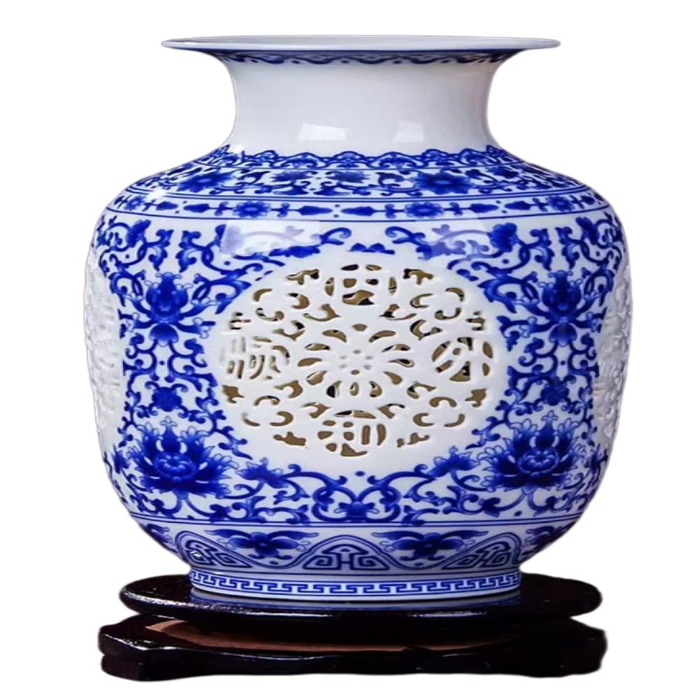 AMITVA Modern Market Ceramic Vase, Large Modern Vase for Home Decor, Office, Living Room, Kitchen, Wedding Banquet and Artificial Flowers-B:23.9 * 13.9 cm