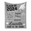 Custom Class of 2024 Graduation Gift Personalized Congraduation Blanket with Graduate Name and School, Soft Lightweight Throw Blanket 30"x40" for Graduates Summer Travel view 1