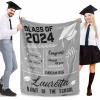 Custom Class of 2024 Graduation Gift Personalized Congraduation Blanket with Graduate Name and School, Soft Lightweight Throw Blanket 30"x40" for Graduates Summer Travel view 2