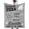 Custom Class of 2024 Graduation Gift Personalized Congraduation Blanket with Graduate Name and School, Soft Lightweight Throw Blanket 30"x40" for Graduates Summer Travel view 3