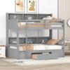 Modern Wooden Twin Size Bunk Bed Storage Drawer and Built-in Shelves Beside Both Upper,Safeguard Railings and Ladder,for Kids Boys Girls Teens Adults Bedroom (Gray@W) view 1