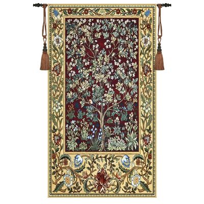 Aubelin Tapestry Long Ruby William Morris Tree of Life Fine Art Tapestry Wall Hanging Size 63"x35"