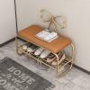 Storage Shoe Bench Shoe Storage Bench Shoes Cabinet Bench Shoe Bench with Seat Nordic Shoe Stool with Bow-shaped Backrest for Home,Shoe Storage Rack with Soft PU Cushion,for Hallway Living Room Bedr view 2