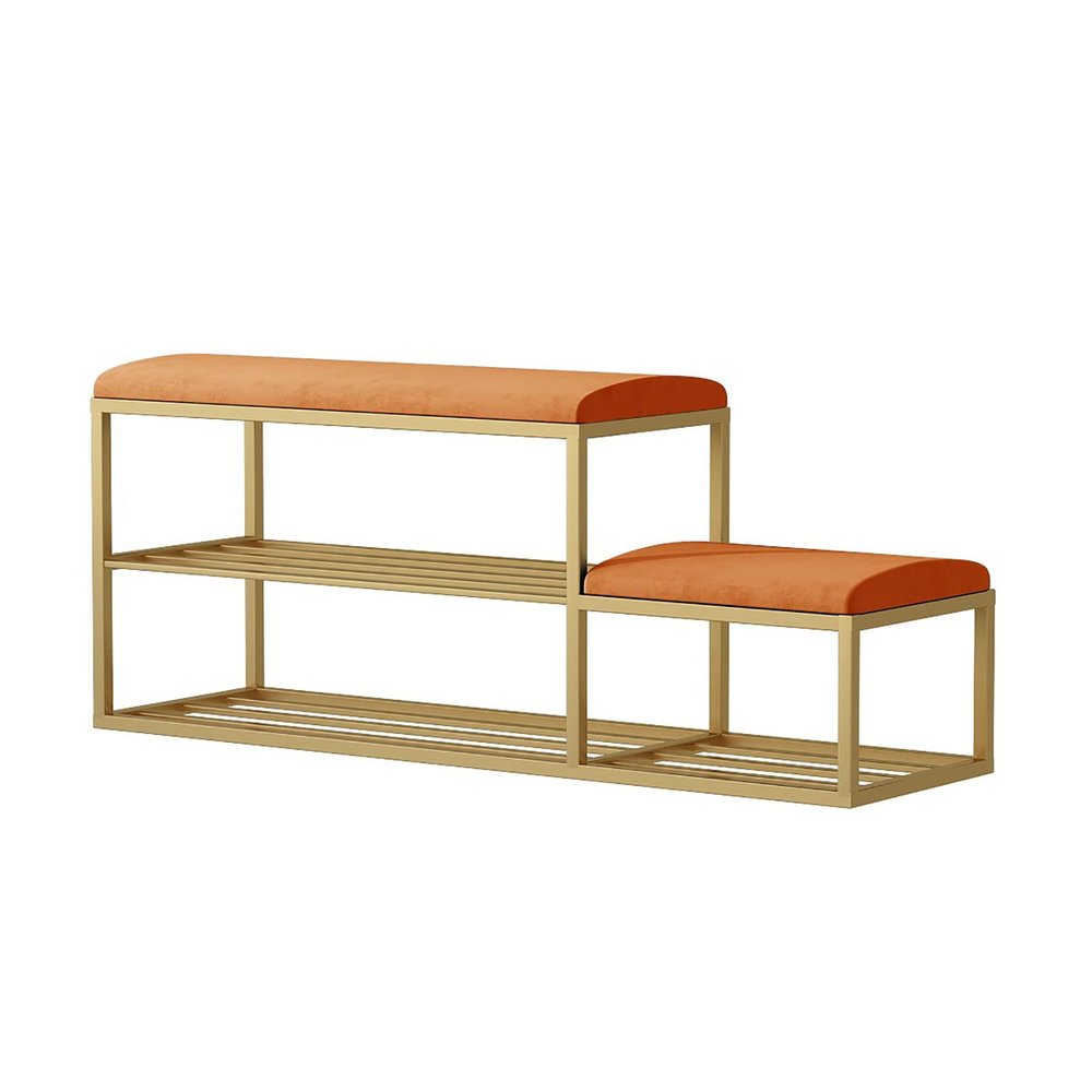 Storage Shoe Bench Shoe Storage Bench Shoes Cabinet Bench Shoe Bench with Seat 2-Tier Shoe Rack with Low and High Seats Storage Rack Organizer with Metal Frame for Hallway Living Room Bedroom Corrid