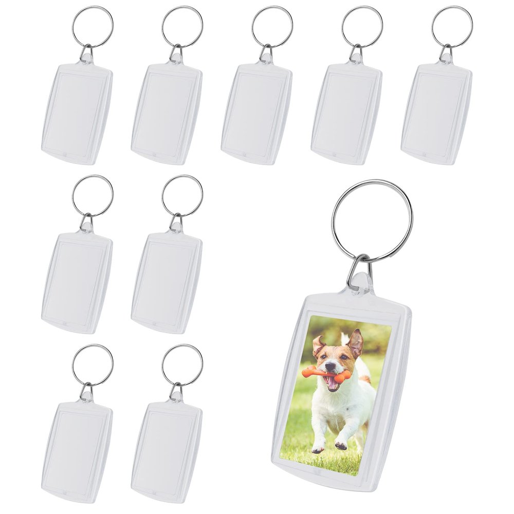DIVINA VITAE 10PCS Acrylic Photo Picture Keychains Blank Photo Keyrings Double Sided Picture Holder With Split Ring Clear Personalised Diy Craft Art Projects Picture Frame For Men Women Family Friend