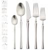 BRIIEC 18/8 304 Stainless Steel Matte Silver Flatware Silverware Set, 20pcs Satin Finish Cutlery Set for 4, Dishwasher Safe for Home Kitchen Restaurant - Small Waist Handle view 1