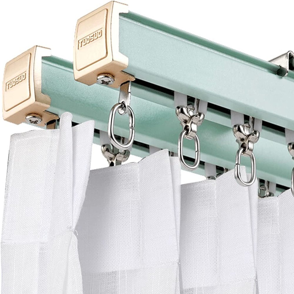 JYDQM Ceiling Curtain Track, Sliding Door Double Curtain Rods, Straight Ceiling Track Rail for Curtains, Living Room/Bedroom/Balcony Curtain Tracks System, Customizable Size (Size : 550cm/18ft)