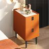NIUYAO Nightstand Modern Solid Wood with 2-Drawer Storage Bedside Table Marble Top Practical End Side Table Bedroom Furniture -Orange/Black 16" L x 16" W x 20" H view 1