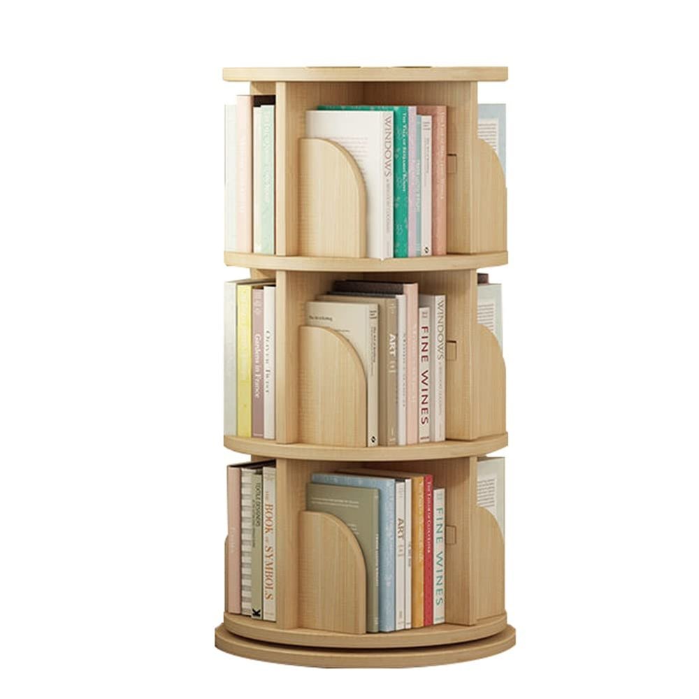 360 Degree Rotary Bookshelf, Home Kindergarten Library Solid Wood Bookcase, Picture Book Toy Book Exhibition Display Shelf (Size : 3 Tier)