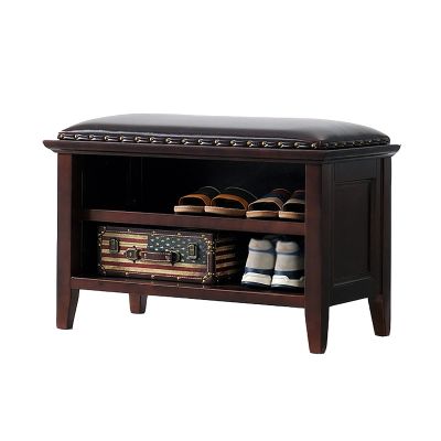IBOWZ Storage Shoe Bench Shoe Storage Bench Shoes Cabinet Bench Shoe Bench with Seat Wooden Shoe Stool Cabinet 2 Tiers Shoe Rack Bench with Soft Cushion Entryway Bench for Hallway,Living Room