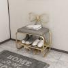 Storage Shoe Bench Shoe Storage Bench Shoes Cabinet Bench Shoe Bench with Seat Nordic Shoe Stool with Bow-shaped Backrest for Home,Shoe Storage Rack with Soft PU Cushion,for Hallway Living Room Bedr view 2