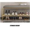 Storage Shoe Bench Shoe Storage Bench Shoes Cabinet Bench Shoe Bench with Seat Nordic Shoe Stool with Bow-shaped Backrest for Home,Shoe Storage Rack with Soft PU Cushion,for Hallway Living Room Bedr view 4