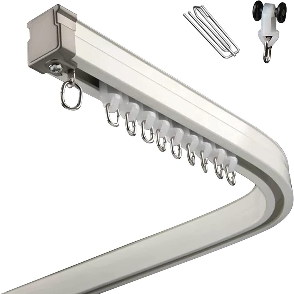JYDQM Ceiling Curtain Track, Sliding Door Curtain Rail Track Ceiling Mount, Flexible Curtain Rods with Rollers & Hooks, Bendable Curtain Tracks System for Wall Divider/Shower/RV (Size : 260cm/8.5ft