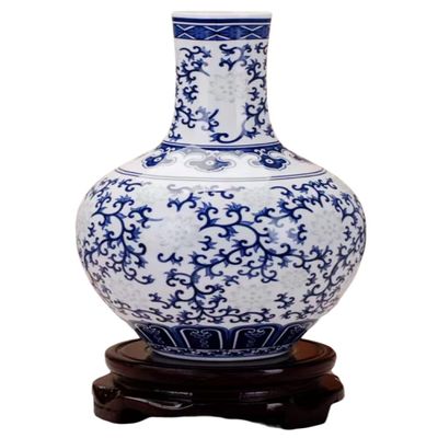 AMITVA Blue White Vase for Flowers,Modern Ceramic Vase for Pampas Grass, Reactive Glazed Stoneware Decorative Vases for Kitchen, Living Room, Bedroom Mantel-F:23 * 15 cm