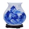AMITVA Blue and White Chinoiserie VasesDecorative Bud Vases for Living Room, Bookshelf, Mantle Fireplace, Centerpieces-E:38 * 26 cm view 1