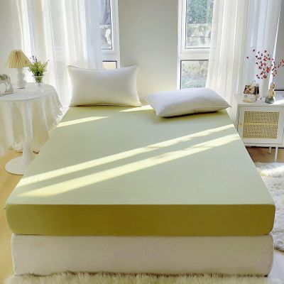 FCLDESHOP Queen Sheets Deep Pocket,Soft Comfortable Cotton Bedding Sheets,Solid Color Non-Slip Mattress Topper for Single Double King Size Bed,Green,200 * 220cm