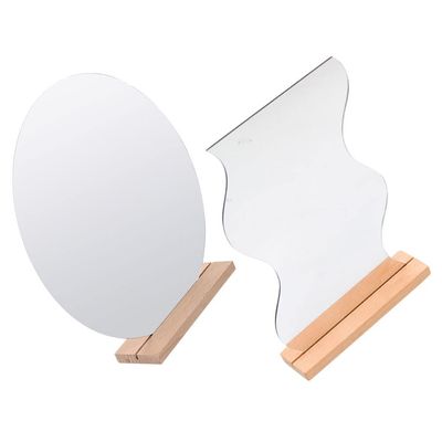 DOITOOL Wooden Base Aesthetic Makeup Mirrors 2pcs for Women