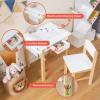 Costzon Kids Table and Chair Set, Toddler Art Table with Paper Roll, Drawer, 2 Marker Pens, Wooden Activity Table, Suitable for Playroom, Nursery, Gift for Boys Girls view 2