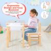 Costzon Kids Table and Chair Set, Toddler Art Table with Paper Roll, Drawer, 2 Marker Pens, Wooden Activity Table, Suitable for Playroom, Nursery, Gift for Boys Girls view 3