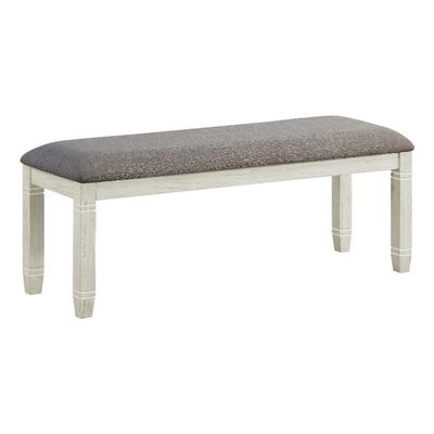 Lexicon Granby Pine Wood Dining Room Bench in Antique White Finish