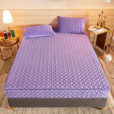 Soft Deep Pocket Single Bottom Bed Sheet,Autumn Winter Thick Quilted Crystal Velvet Deep Pocket Fitted Sheets, Bedroom Warm Solid Color Mattress Protector ( Color : Style A , Size : 150*200*20cm )
