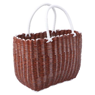 Healvian Market Woven Tote Basket,Basket Handbags for Women,Straw Bag With Handles,Plastic Woven Storage Basket,Garden Baskets For Gathering Vegetables,Farmers Market Grocery Basket