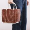 Healvian Market Woven Tote Basket,Basket Handbags for Women,Straw Bag With Handles,Plastic Woven Storage Basket,Garden Baskets For Gathering Vegetables,Farmers Market Grocery Basket view 2