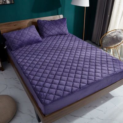 Soft Deep Pocket Single Bottom Bed Sheet,Autumn Winter Thick Quilted Crystal Velvet Deep Pocket Fitted Sheets, Bedroom Warm Solid Color Mattress Protector ( Color : Style B , Size : 180*200*36cm )