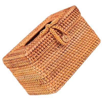 Car Decor Rattan Tissue Box Cover Hand Woven Wicker Tissue Holder Decorative Facial Napkin Holder Dispenser for Livingroom Bedroom Bathroom