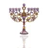 Cohen Tsemach Art & Gift Hand Painted Enamel Menorah Star of David purple Hanukkiah hanukkah view 4