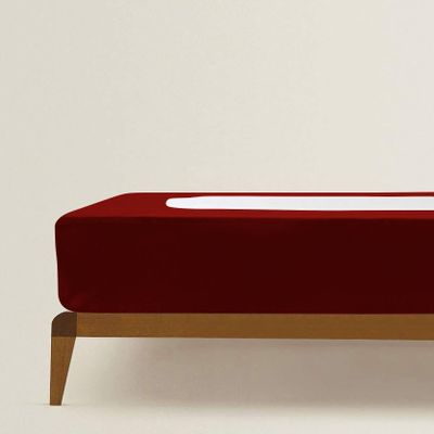 Box Spring Cover Queen Size, Elastic Fabric Wrap Around 4 Sides Bed Skirt, Ultra Soft & Wrinkle Free, Sleek Alternative Replacing Bedskirts for Hotel/Home, Fits Box Springs up to 6", Burgundy
