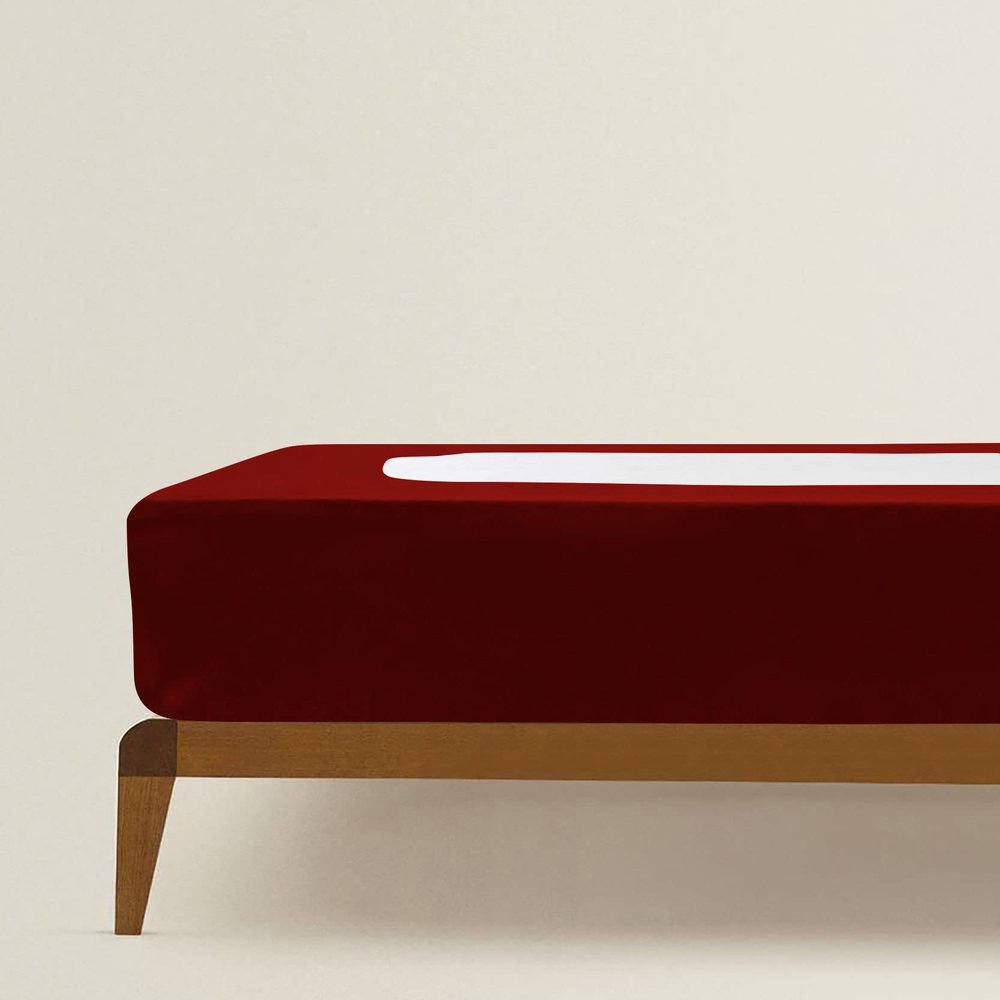 Box Spring Cover Queen Size, Elastic Fabric Wrap Around 4 Sides Bed Skirt, Ultra Soft & Wrinkle Free, Sleek Alternative Replacing Bedskirts for Hotel/Home, Fits Box Springs up to 6", Burgundy