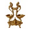 Diya Brass Lamp Traditional Puja Lotus feet Pooja Set Oil Deepak - Brass Peacock Diya Jyoti Deepak Oil Lamp Wick for Pooja, Home Temple, Showpiece, Home Decor, Gift, and Diwali Festival view 1