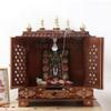 Aakrati Devyom Wooden Pooja Mandir Indian Hindu Decoration Puja Cabinet Temple Bhagwan Stand Mandapam Wall Hanging Decor for Home in USA (24x12x30 Inches), Brown view 1