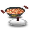 Aakrati Devyom IL26 Induction Compatible Hard Anodized Flat Bottom Deep Fry Pan/Kadhai with Stainless Steel Lid, 3.75 Liter view 1