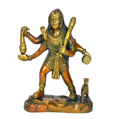 Aakrati Devyom Brass Idol Bhairav Murti Maha Kala Bhairava With Dog Figurine Sculpture Bhairo Baba Avatar Of Lord Shiva Showpiece Temple Home Multicolour Height 7 Inches
