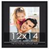 12x14 Frame with Mat - Black 14x16 Frame Wood Made to Display Print or Poster Measuring 12 x 14 Inches with Black Photo Mat view 1
