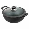 Aakrati Devyom Non Stick Induction Hob Wok with Lid - Deep Stir Cast Iron Kadai Pan with Lid - 24cm, 3.3 Litre view 1