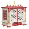 Aakrati Devyom Handpainted Wooden Home Temple/Mandir/God Stand/Pooja Stand/Home Mandap/Mandapamwith Doors and Medium Size (White Red) (in Side Partition Shelf) Medium Size- 20x11x24 Inch view 1