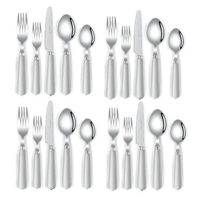 20-piece Set of Pearl luster Kitchen Silverware Tableware Main Stainless Steel Knife and Fork Spoon Commercial Steak Coffee Western Tableware (White)