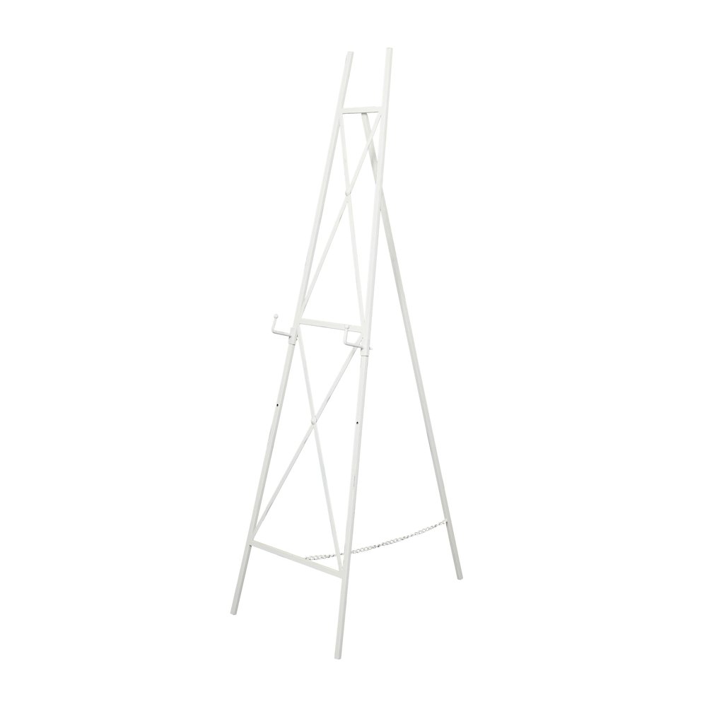 Deco 79 Metal Tall Adjustable Minimalist Display Stand Easel with Chain Support, 16" x 23" x 54", White