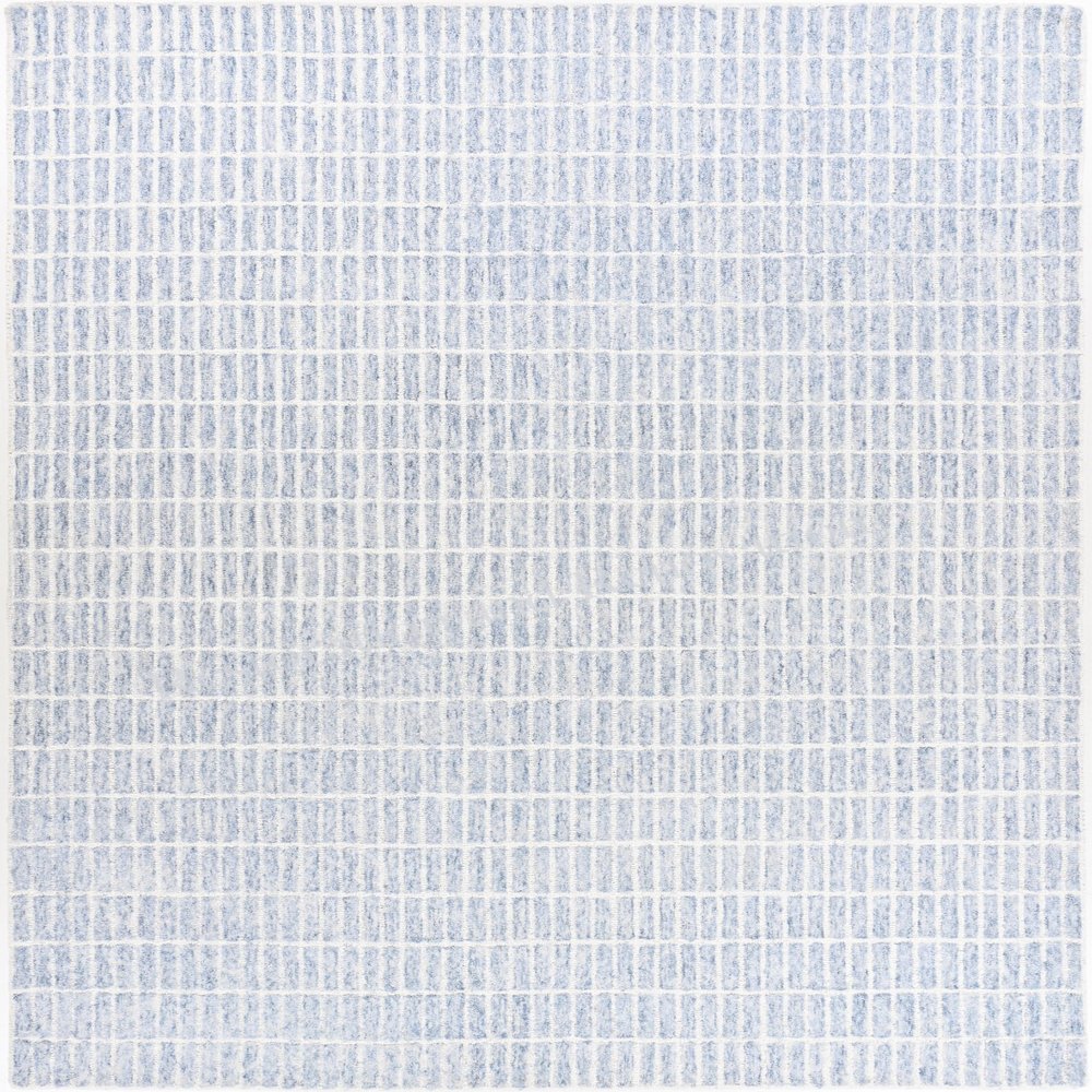 Restoration and Renovation Hand-Tufted 100% Wool Area Rug Unique Modern Geometric Grid Pattern, Soft Plush Textured Carpet for Living Room, Bedroom, Dining Room & Entryway (Blue, 3' x 5')