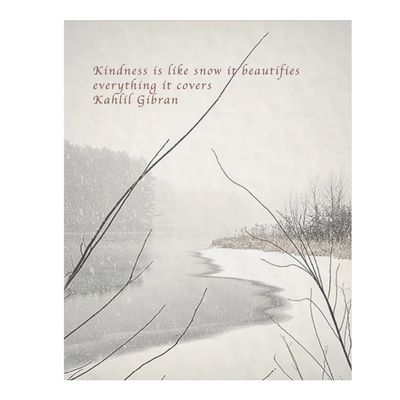 Kahlil Gibran KINDNESS Is Like Snow- Friendship Quote-Snow Painting-Framed (11x14 white frame)