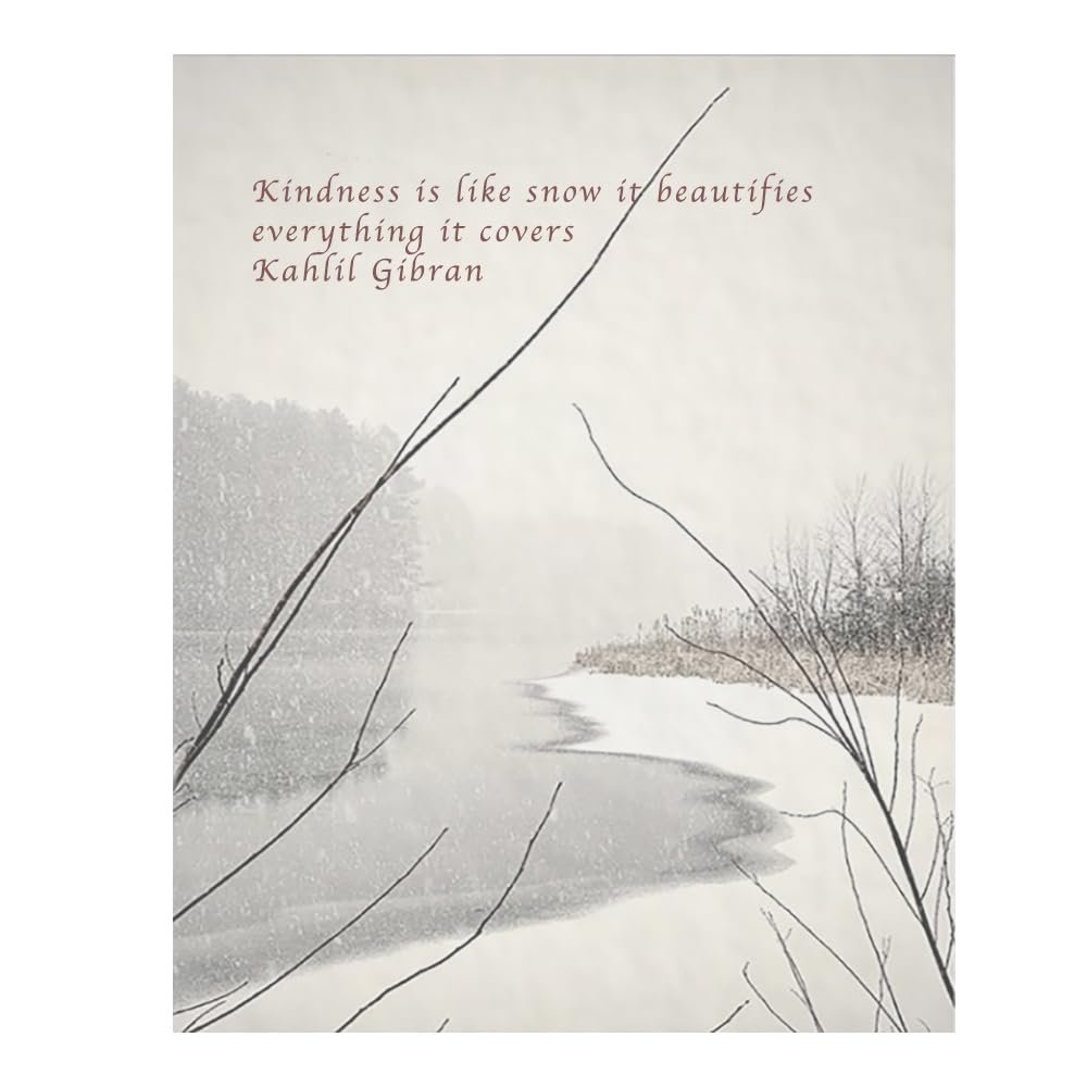 Kahlil Gibran KINDNESS Is Like Snow- Friendship Quote-Snow Painting-Framed (11x14 white frame)