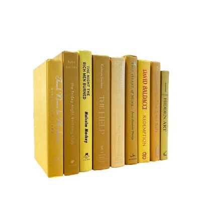 Covogoods Decorative Accent for Home Decor Real Books by Color Interior Styling Piece for Bookshelf, Coffee Table, Design Display (Set of 3, Yellow)