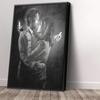 Banksy Mobile Phone Lovers Black & White Canvas Art Wall Art Home Decor Handmade - Various Sizes (40in x 60in Modern Black Framed) view 1