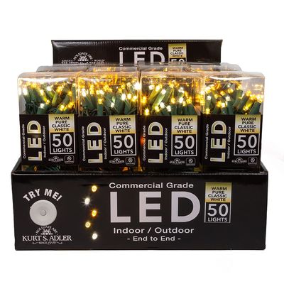 Kurt Adler UL 50-Light Champagne Color Theme LED Green Wire Light Set