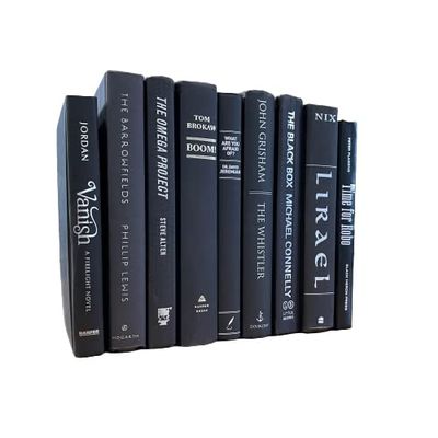 Covogoods Decorative Accent for Home Decor Real Books by Color Interior Styling Piece for Bookshelf, Coffee Table, Design Display (Set of 5, Black Silver)
