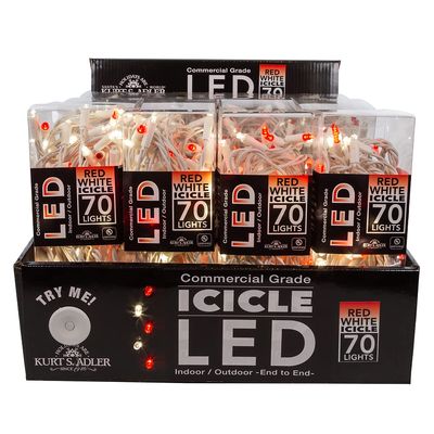 Kurt Adler UL 70-Light Red and Pure White with Soft Twinkle LED White Wire Light Set