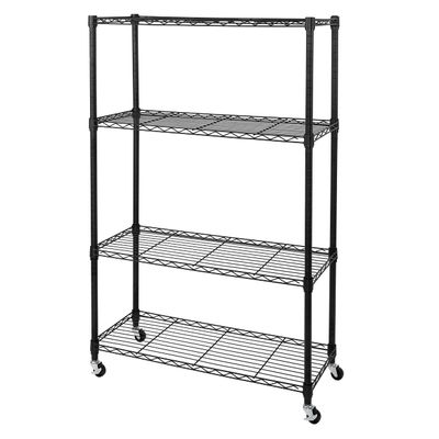 Seville Classics Solid Steel Wire Shelving Storage Unit Adjustable Shelves Organizer Rack, for Home, Kitchen, Office, Garage, Bedroom, Closet, Black, 4-Tier, 36" W x 14" D